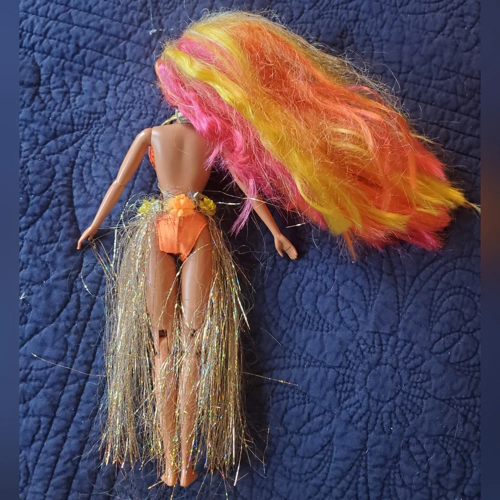 1996 Vintage Hula Hair Barbie Doll Tropical Hawaii Skirt Swim Swim Grass Skirt